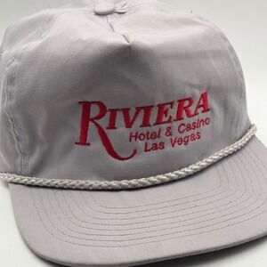 Designer Pro Riviera Hotel Casino Hat Mens OSFA Gray Vintage Las Vegas Rope Cap